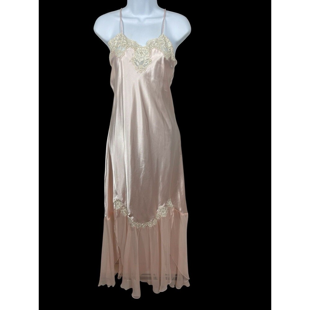 Victoria’s Secret VTG Gold Label 90s Satin Sheer Midi Maxi Slip Dress Pink S